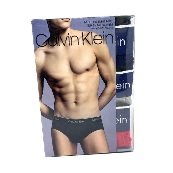 🌿SALE🌿 Calvin Klein 3 PACK Men's Hip Brief Blue Gray Logo Size S XL NP21620936 - Picture 4 of 7